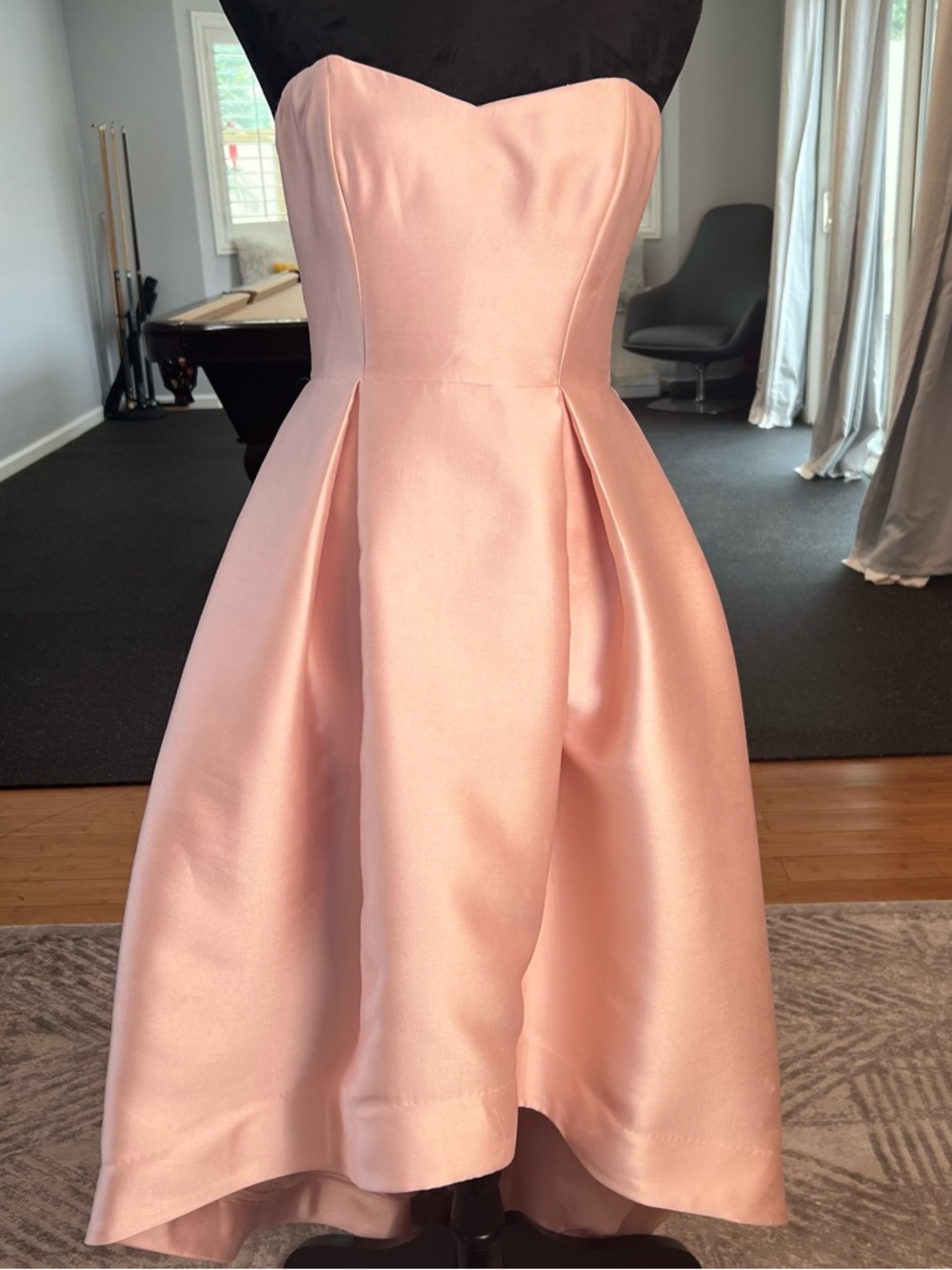 Parker Strapless Blush Pink High-Low Satin Dress - Picture 3 of 16